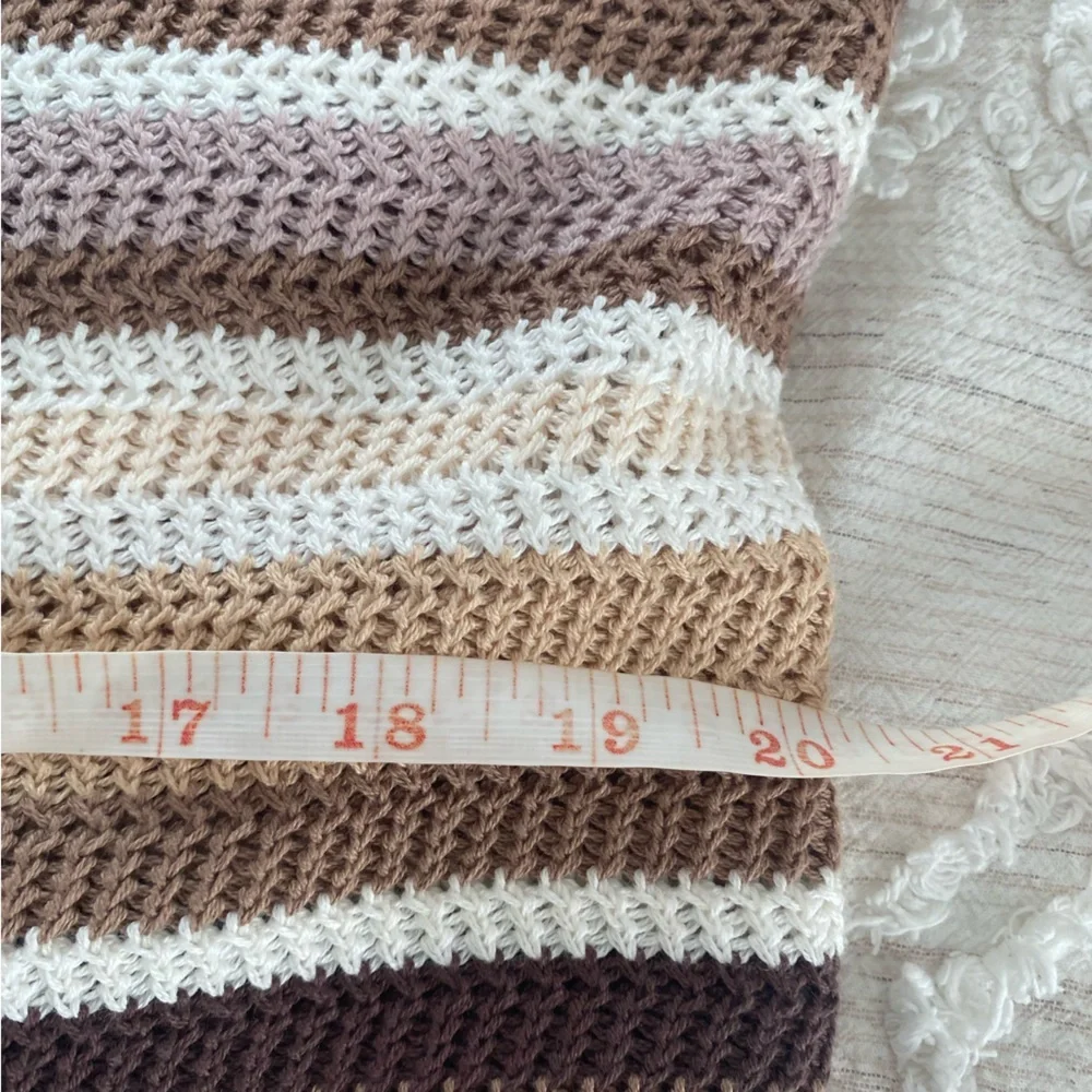 NWT House of Harlow 1960 Boho Neutral Brown Crochet Knit Striped Midi Dress XL - Picture 9 of 9